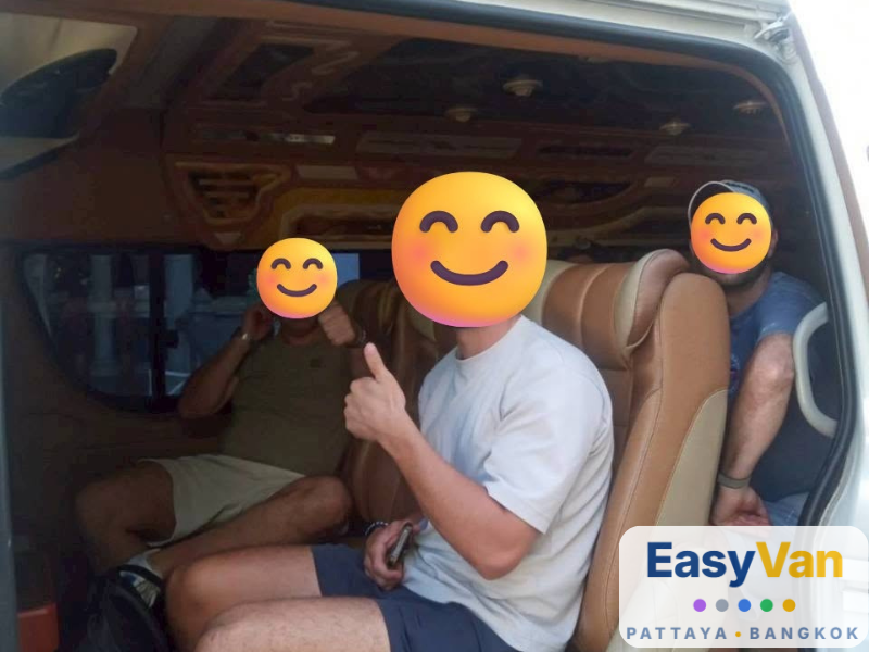 Van Pattaya passengers enjoying a private van transfer between Pattaya and Bangkok