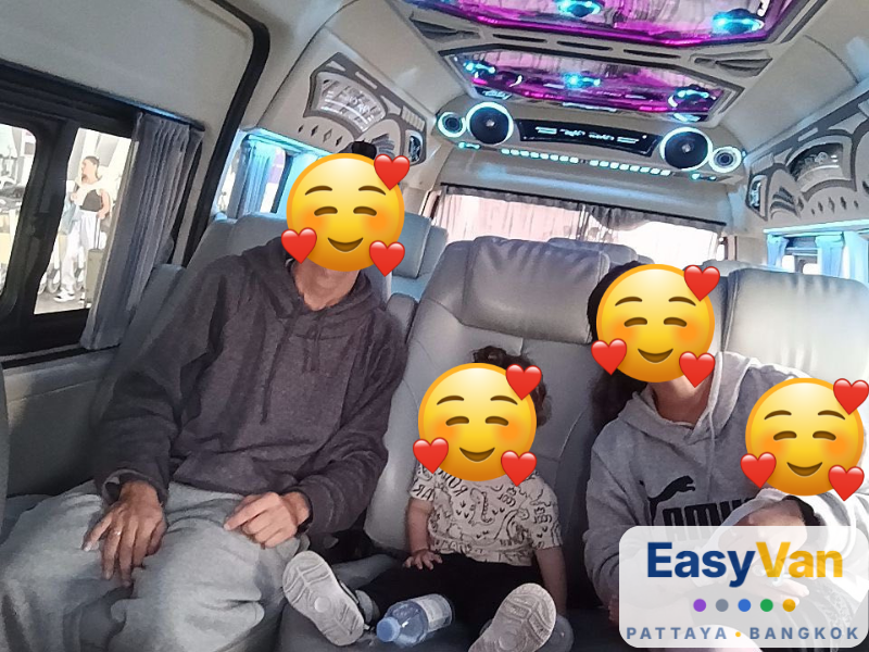 Family traveling comfortably with Van Pattaya between Pattaya and Bangkok