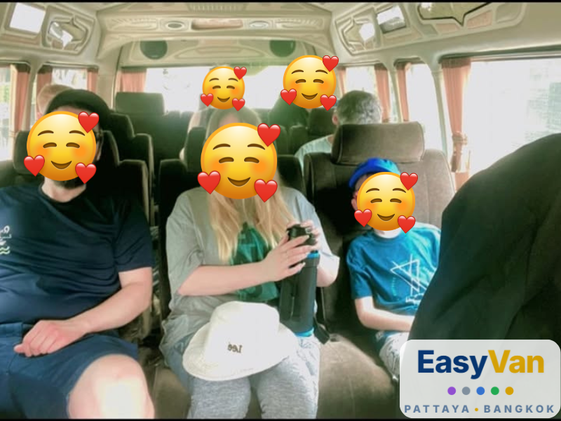 Family passengers seated inside a spacious Van Pattaya van