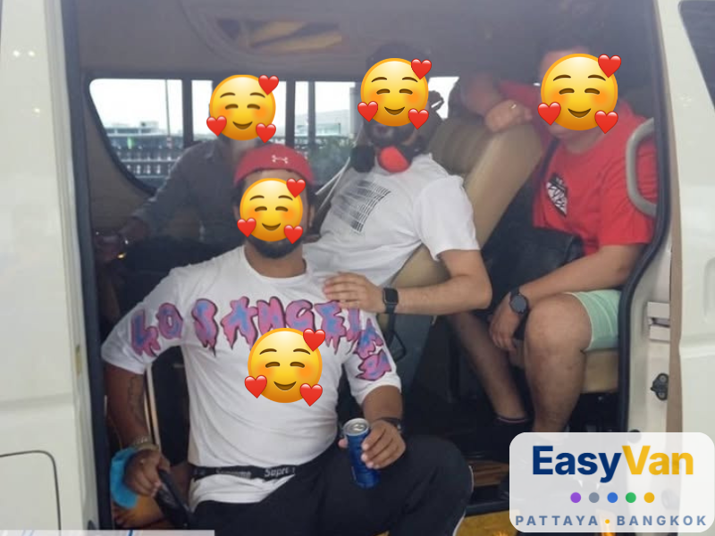 Family group traveling together in a private Van Pattaya van