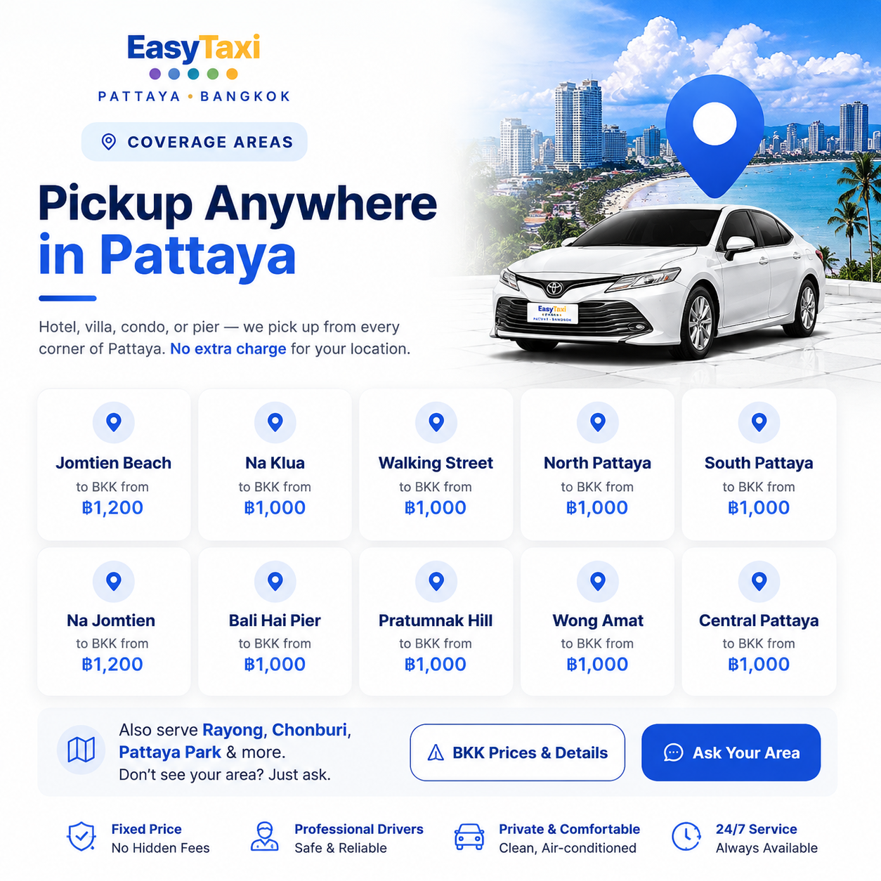 Easy Van Pattaya service area banner
