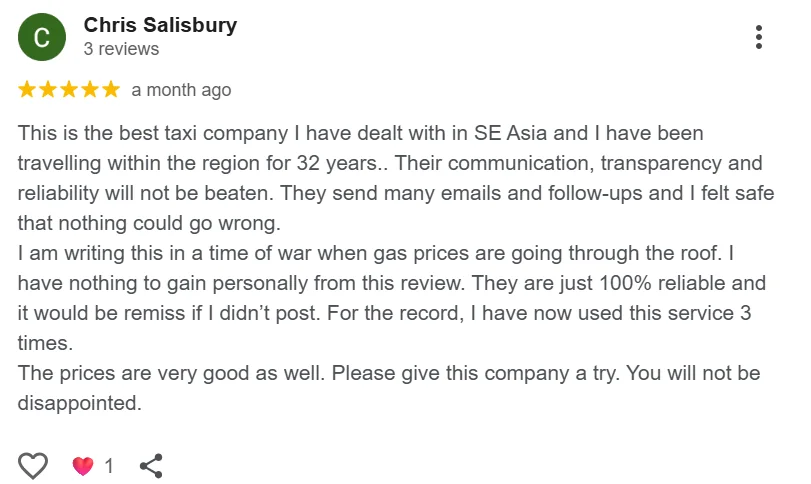 Google customer review 1 for Van Pattaya