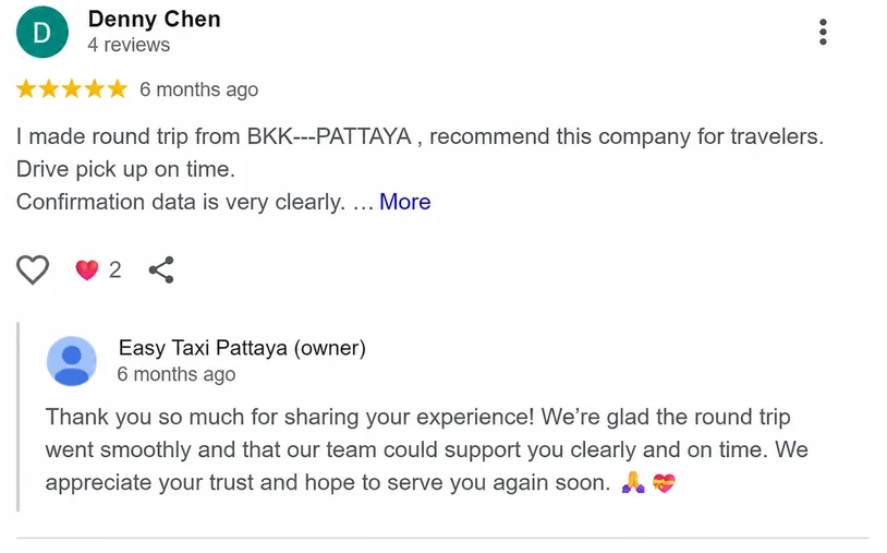 Google customer review 6 for Van Pattaya